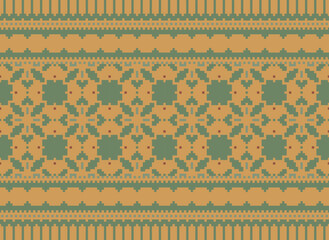 Ethnic Vector Cross Stitch Pixel Pattern Ethnic Patterns Abstract Art Design for Carpet Wallpaper Clothing. Premium. Embroidery. Vector Pixel Art Pattern.