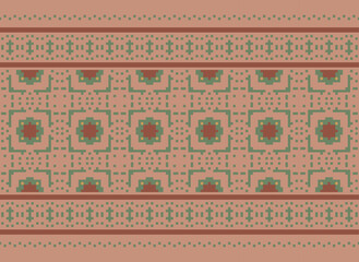 Ethnic Vector Cross Stitch Pixel Pattern Ethnic Patterns Abstract Art Design for Carpet Wallpaper Clothing. Premium. Embroidery. Vector Pixel Art Pattern.