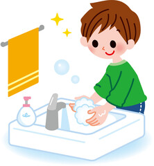 手を洗う子供