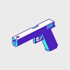 Obraz premium Pistol isometric icon illustration