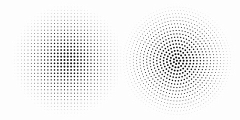 Set of black halftone dots backgrounds. vector modern dots halftone
