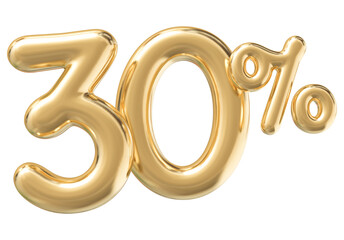 30 Percent Off Sale Gold Number 3D