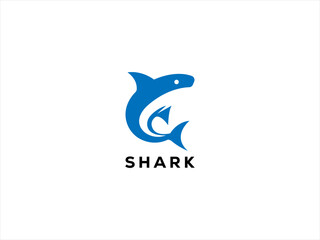 The logo features a sleek, stylized shark, captured either with a dynamic, forward moving pose to suggest speed and strength.