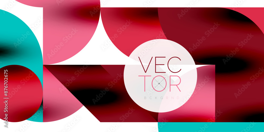 Poster tech minimal circular shapes geometric art. vector modern circles
