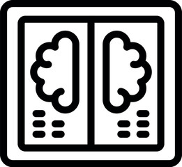 Icon of a medical device displaying brain images, representing medical imaging technology for diagnosis