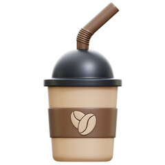 Coffee Cup 3D Icon Rendering Isolated Transparent Background