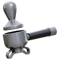 Coffee Press 3D Icon Rendering Isolated Transparent Background