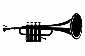 Obraz premium black trumpet icon silhouette vector white background