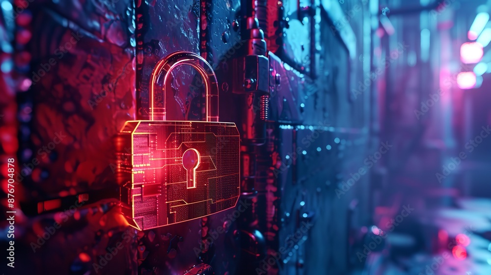 Poster internet financial property security illustration, protect network data hacker attack poster concept