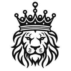 a vector logo of a lion king, featuring a lion's head with a crown