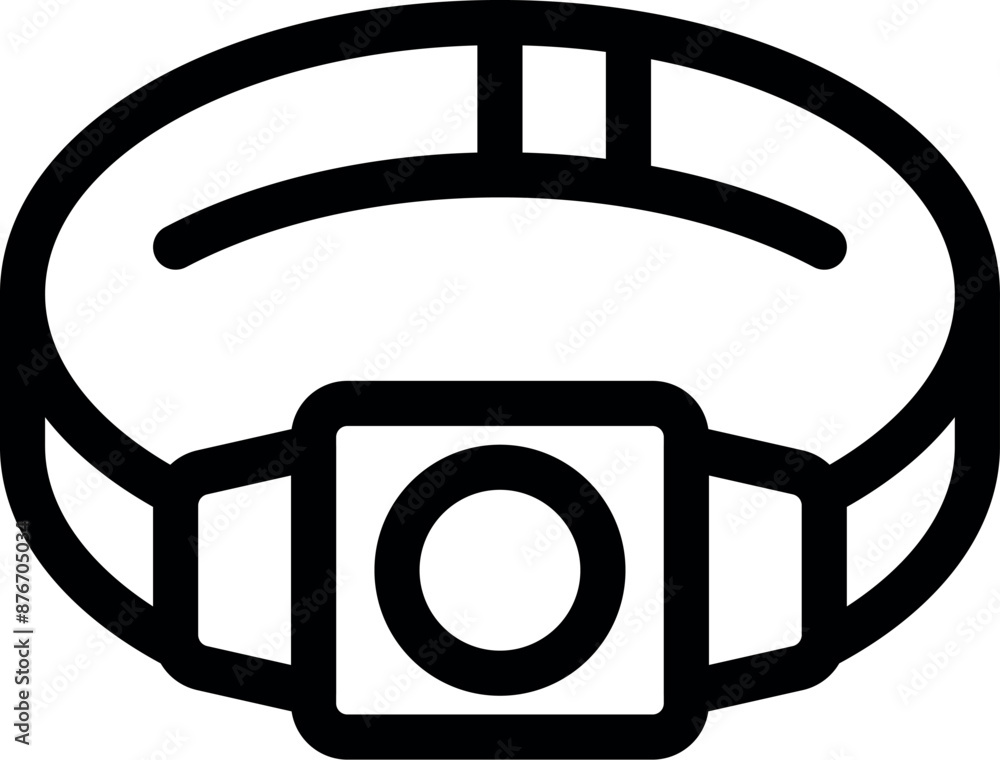 Poster simple headlamp flashlight icon showing a light source attached to a headband