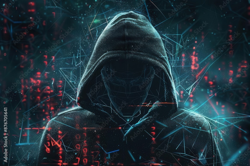 Aufkleber cybersecurity threat. hacking and data breach concept