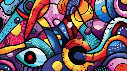 Obraz premium A coloring book page featuring abstract shapes and lines, encouraging colorists to explore different color combinations and artistic styles.