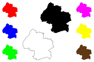 Obraz premium South Gloucestershire unitary authority (United Kingdom of Great Britain and Northern Ireland, ceremonial county Gloucestershire or Glos, England) map vector illustration, scribble sketch map