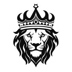 a vector logo of a lion king, featuring a lion's head with a crown