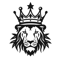 Illustration vector graphic of template logo type face lion used crown  black color