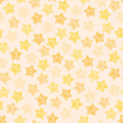 Watercolor yellow star seamless pattern vector. Brush stroke shining stars. Beautiful design for fabric, textile, sweet dress, skirt, kid cloth, wrapping, paper, card, decor, print, banner, cover.