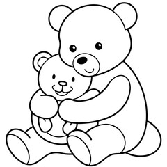 Fototapeta premium Cute Teddy Bear Vector Design for Kids' Graphics Adorable Bear Hug Illustration in Clean Line Art.