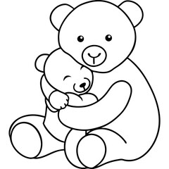 Cute Teddy Bear Vector Design for Kids' Graphics
Adorable Bear Hug Illustration in Clean Line Art.