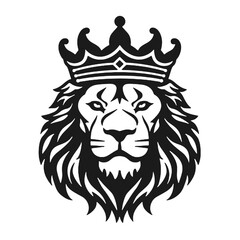 Illustration vector graphic of template logo type face lion used crown  black color