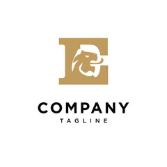 Letter E Lion Elegant Logo icon vector template