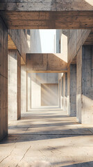 Empty concrete room interior