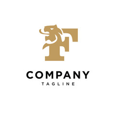 Letter F Lion Elegant Logo icon vector template