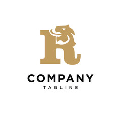 Letter R Lion Elegant Logo icon vector template