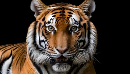 Fototapeta premium portrait of a tiger on black background