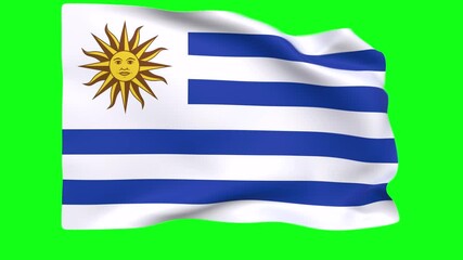 Waving flag of Uruguay Animation 3D render Method