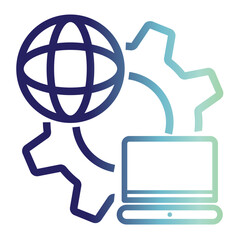 Technology information icon on line gradient style. internet setting, internet connection icon.