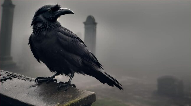crow on a fence halloween night
