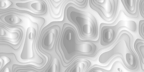 Abstract design with black and white abstract papercut and multi-layer cutout geometric pattern on vector Topographic canyon geometric map relief texture with curved layers beautiful design.