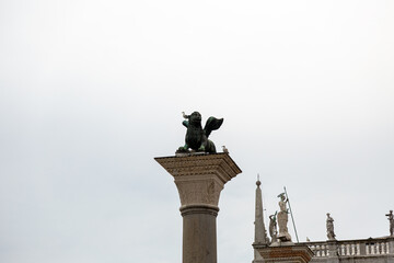 Lion on pillar, the symbol of Venice