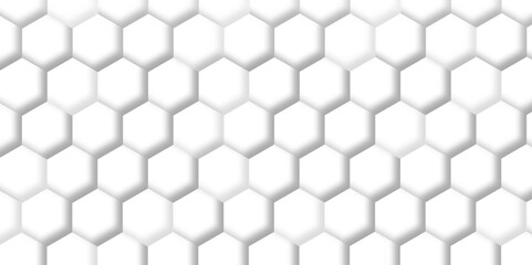 Naklejka premium Abstract white background with hexagons. Abstract hexagon polygonal pattern background vector. seamless bright white Pattern with hexagons illustration of a honeycomb. Futuristic surface .
