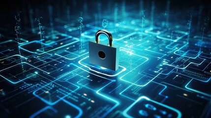 Data encryption visual with secure lock icons and digital keys, ideal for cybersecurity services or privacy software promotions