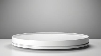 Elegant round white podium, ideal for art gallery displays, clean isolated background