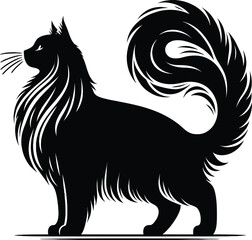 Flat design Cat silhouette vector illustration on a white background