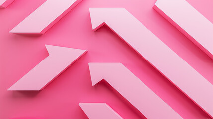 Pink background with three-dimensional white arrows