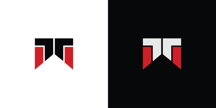 Modern and strong letter TW initials logo design