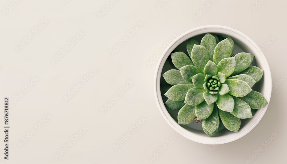 Wall mural a sleek, modern container with succulents, viewed from above in bright natural light, highlighting t