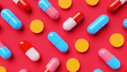 Allergy relief supplements, antihistamine pills, flat design illustration