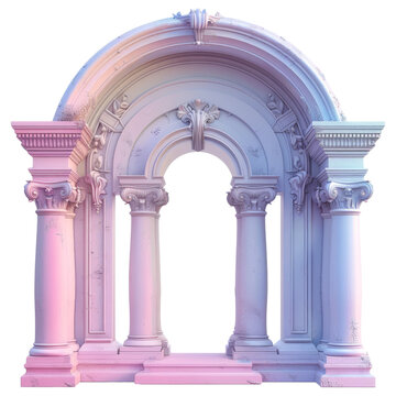 recommend clip art: Ornate archway with columns and intricate carvings in soft pastel shades transparent background clipart