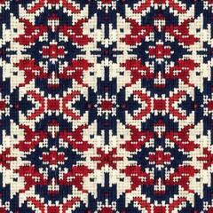 Fototapeta premium Traditional Red and Blue Woven Pattern 