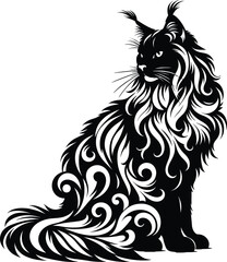 Fototapeta premium Flat design Cat silhouette vector illustration on a white background