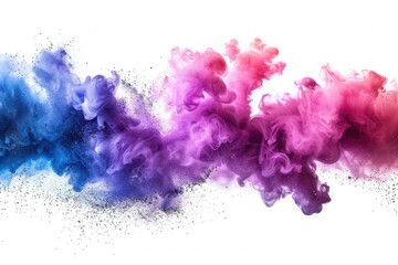 Fototapeta premium Rainbow Color Powder Explosion on White Background - Abstract Paint Splash Burst for Holi Party and Wallpapers