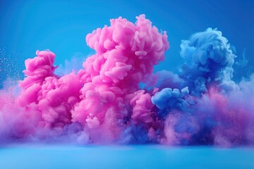 Fototapeta premium Rainbow Color Powder Explosion on White Background - Abstract Paint Splash Burst for Holi Party and Wallpapers