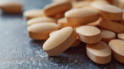 Healthcare Close-up of Glucosamine Tablets with Joint Support Imagery