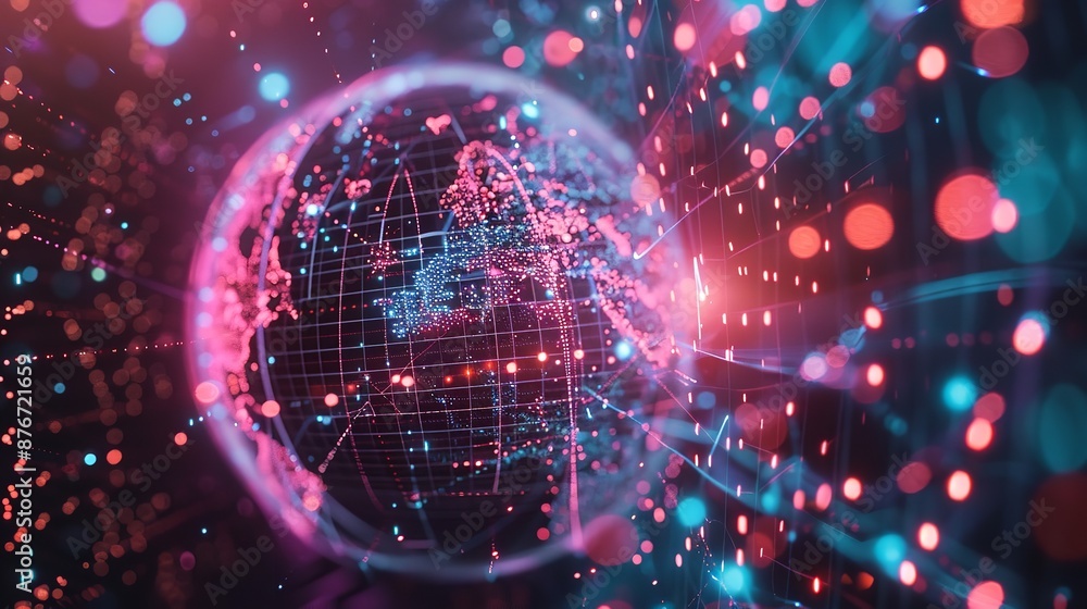 Poster futuristic smart city metaverse: abstract high-speed light effect with ai robot engineer technology 