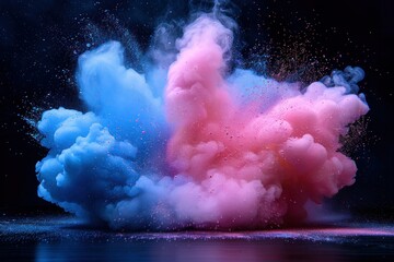 Rainbow Color Powder Explosion on White Background - Abstract Paint Splash Burst for Holi Party and Wallpapers